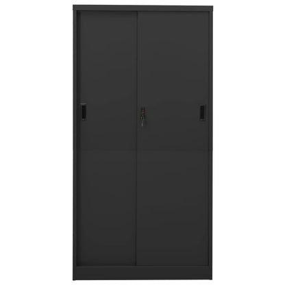 Office Cabinet With Sliding Door Anthracite 90X40X180 Cm Steel