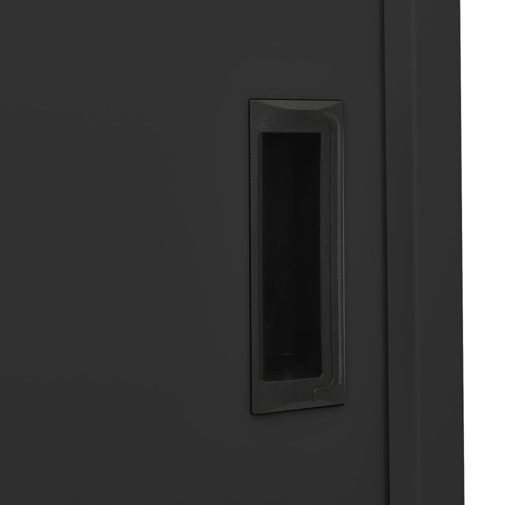 Office Cabinet With Sliding Door Anthracite 90X40X180 Cm Steel