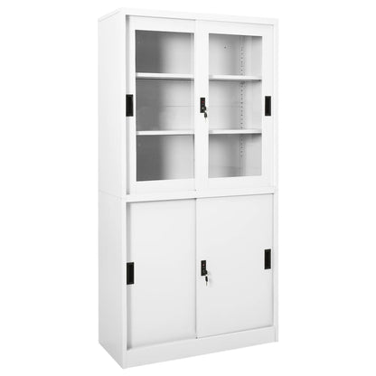 Office Cabinet With Sliding Door White 90X40X180 Cm Steel