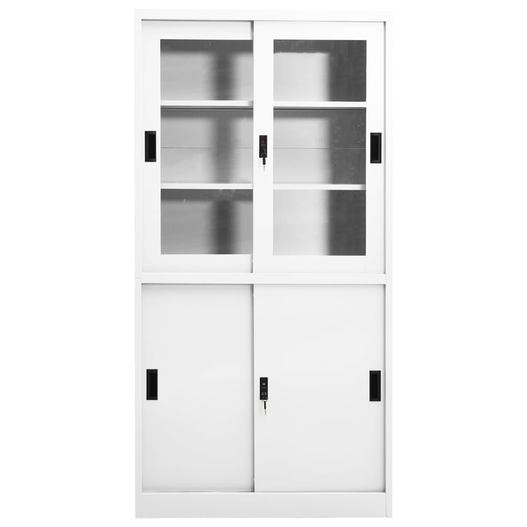 Office Cabinet With Sliding Door White 90X40X180 Cm Steel