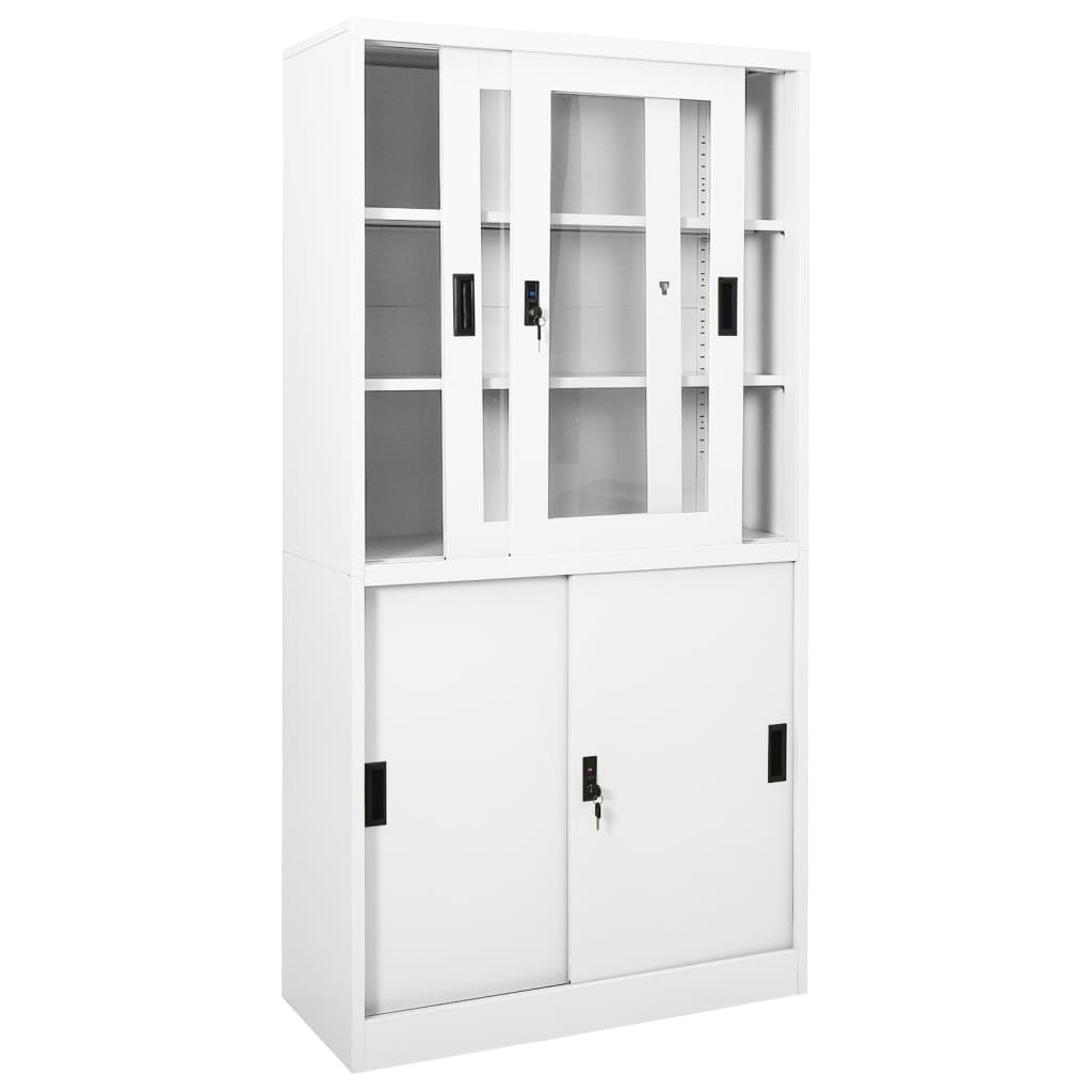 Office Cabinet With Sliding Door White 90X40X180 Cm Steel