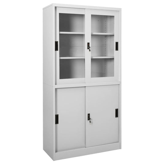 Office Cabinet With Sliding Door Light Grey 90X40X180 Cm Steel