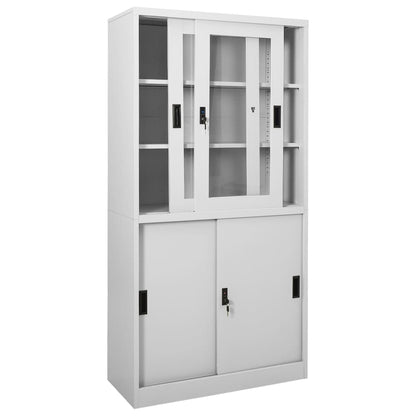 Office Cabinet With Sliding Door Light Grey 90X40X180 Cm Steel