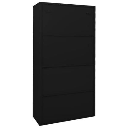 Office Cabinet With Sliding Door Black 90X40X180 Cm Steel