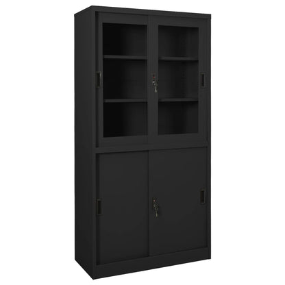 Office Cabinet With Sliding Door Anthracite 90X40X180 Cm Steel