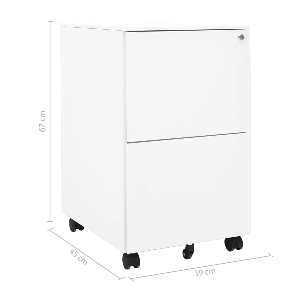 Mobile File Cabinet White 39X45X67 Cm Steel