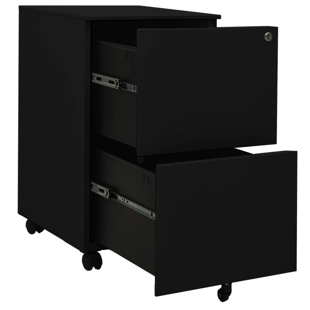 Mobile File Cabinet Black 39X45X67 Cm Steel