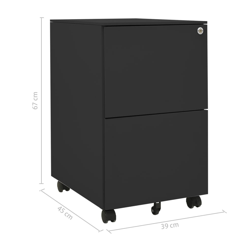 Mobile File Cabinet Anthracite 39X45X67 Cm Steel