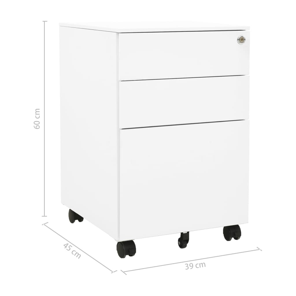 Mobile File Cabinet White 39X45X60 Cm Steel