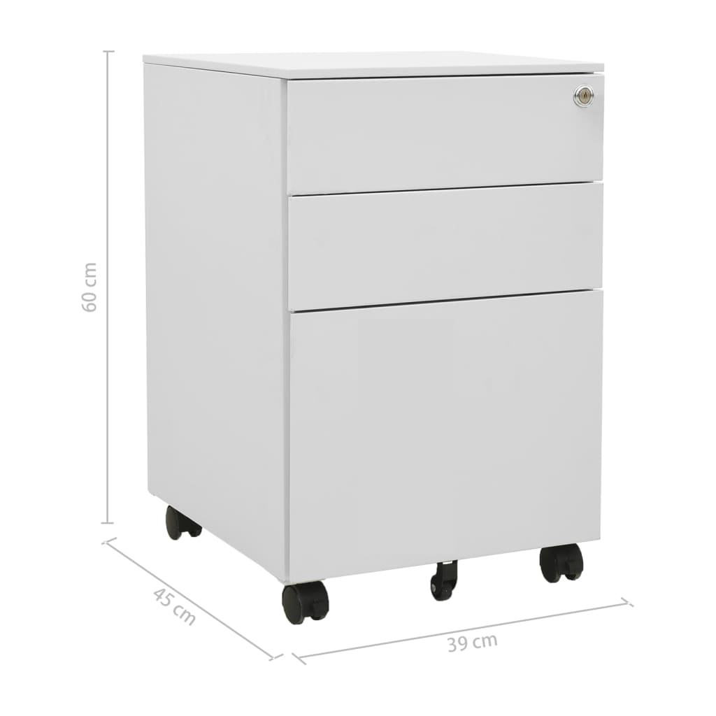 Mobile File Cabinet Light Grey 39X45X60 Cm Steel