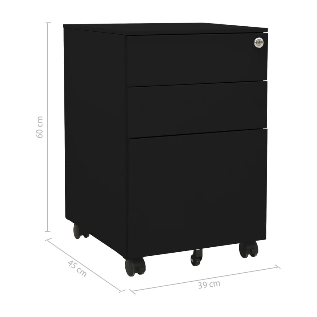 Mobile File Cabinet Black 39X45X60 Cm Steel