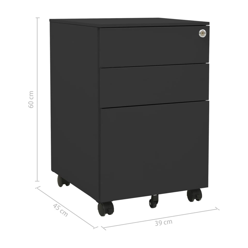 Mobile File Cabinet Anthracite 39X45X60 Cm Steel