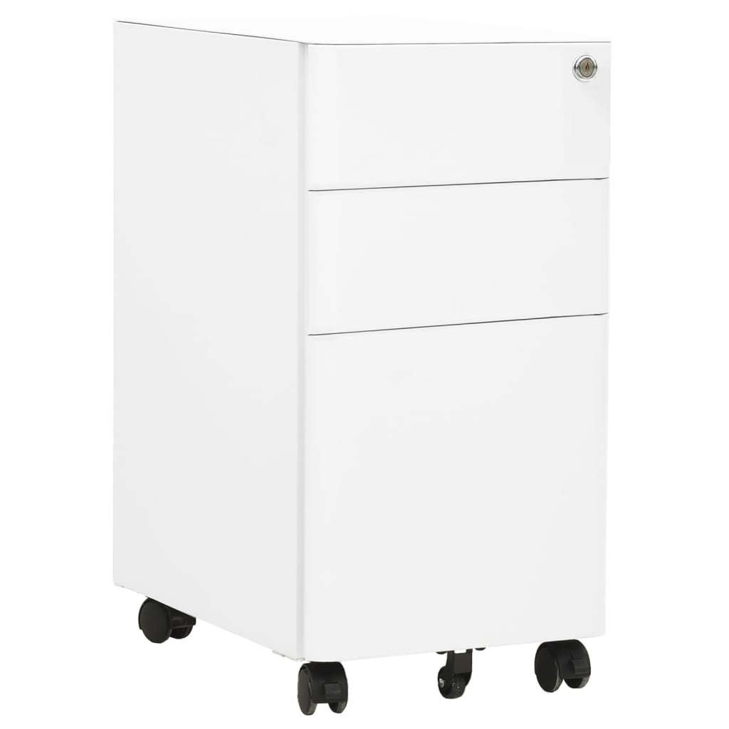 Mobile File Cabinet White 30X45X59 Cm Steel