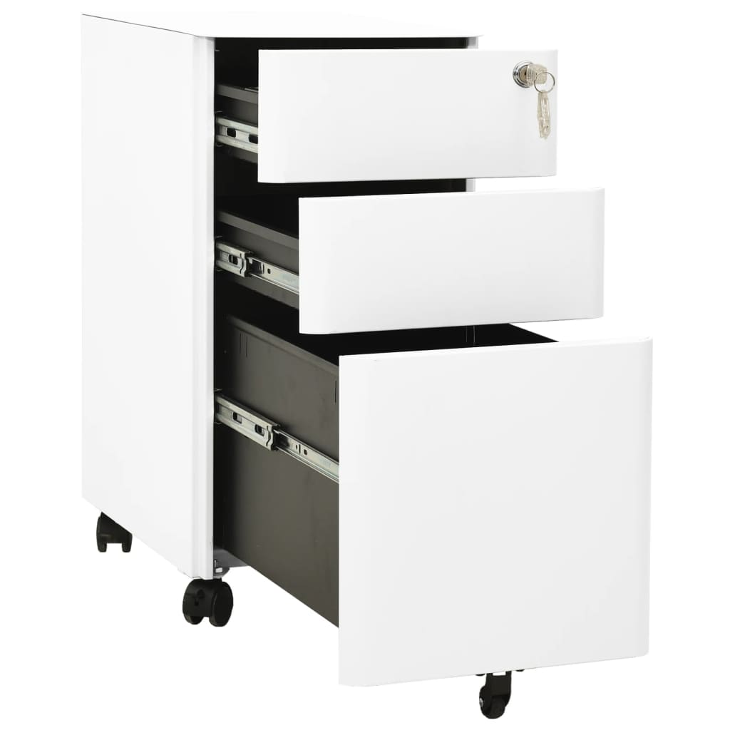 Mobile File Cabinet White 30X45X59 Cm Steel