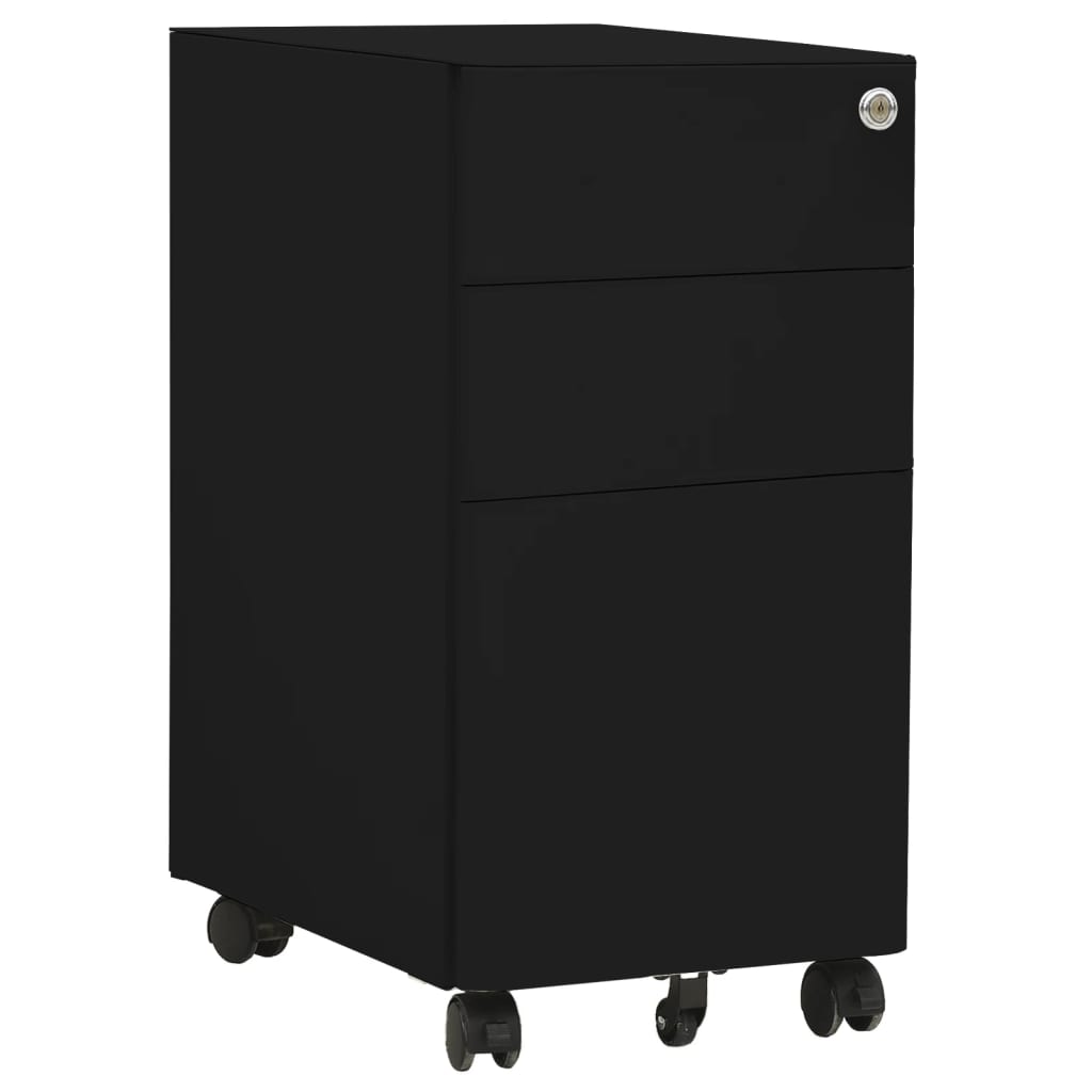 Mobile File Cabinet Black 30X45X59 Cm Steel