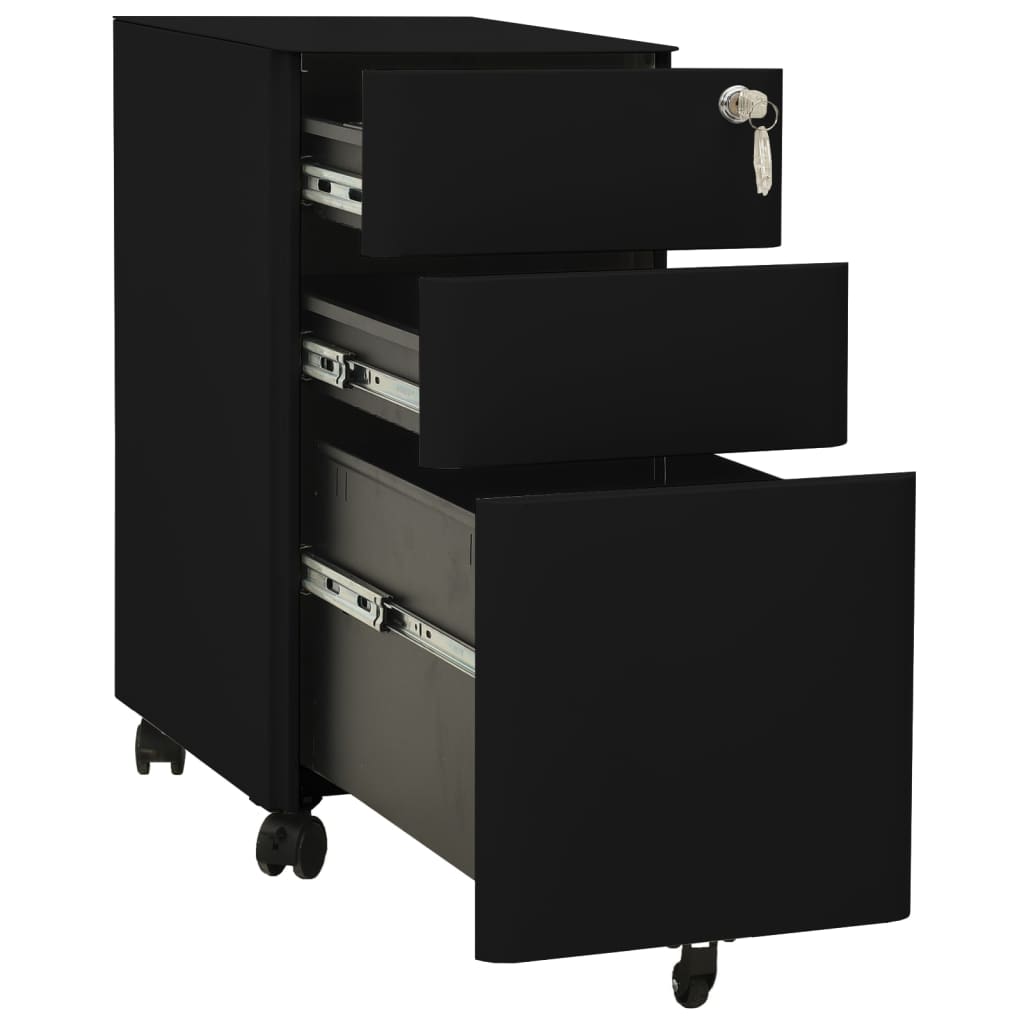 Mobile File Cabinet Black 30X45X59 Cm Steel