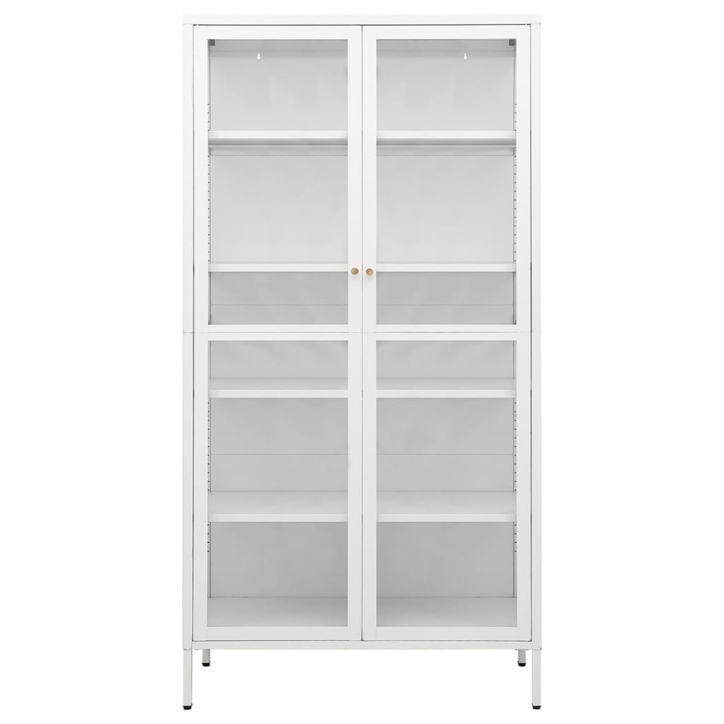 Display Cabinet White 90X40X180 Cm Steel And Tempered Glass