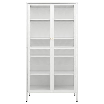 Display Cabinet White 90X40X180 Cm Steel And Tempered Glass