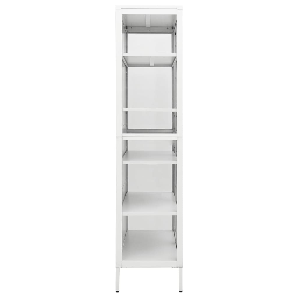 Display Cabinet White 90X40X180 Cm Steel And Tempered Glass