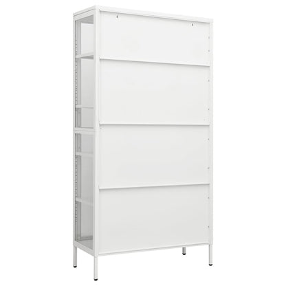 Display Cabinet White 90X40X180 Cm Steel And Tempered Glass