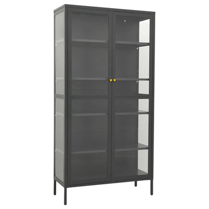 Display Cabinet Anthracite 90X40X180 Cm Steel And Tempered Glass