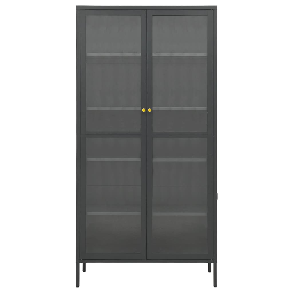 Display Cabinet Anthracite 90X40X180 Cm Steel And Tempered Glass