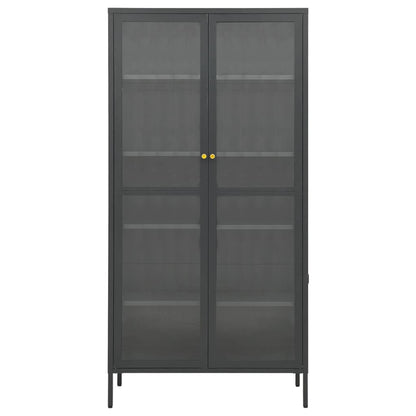 Display Cabinet Anthracite 90X40X180 Cm Steel And Tempered Glass