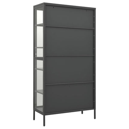 Display Cabinet Anthracite 90X40X180 Cm Steel And Tempered Glass