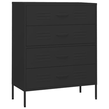 Chest Of Drawers Black 80X35X101.5 Cm Steel