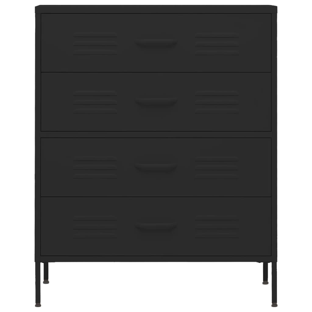 Chest Of Drawers Black 80X35X101.5 Cm Steel