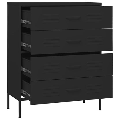 Chest Of Drawers Black 80X35X101.5 Cm Steel