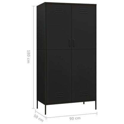 Wardrobe Black 90X50X180 Cm Steel