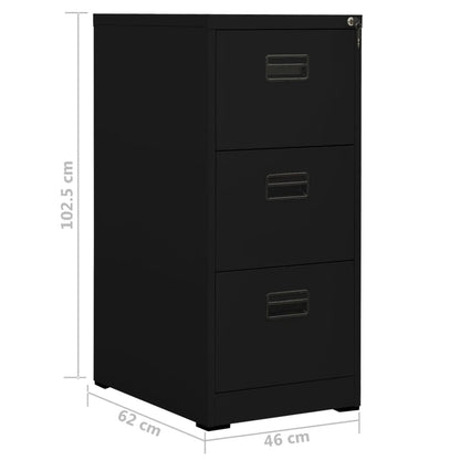 Filing Cabinet Black 46X62X102.5 Cm Steel