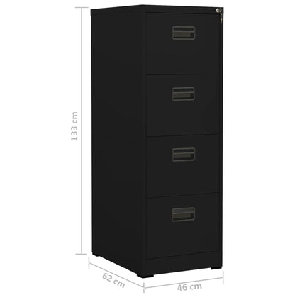 Filing Cabinet Black 46X62X133 Cm Steel