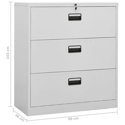 Filing Cabinet Light Grey 90X46X103 Cm Steel