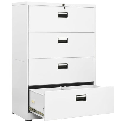 Filing Cabinet White 90X46X134 Cm Steel