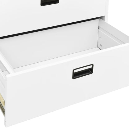 Filing Cabinet White 90X46X134 Cm Steel