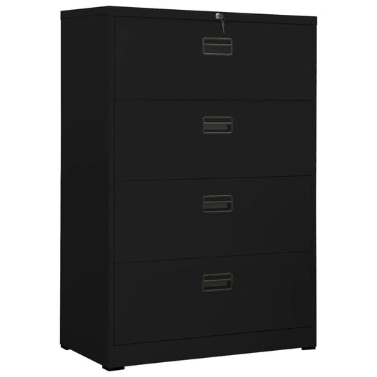 Filing Cabinet Black 90X46X134 Cm Steel