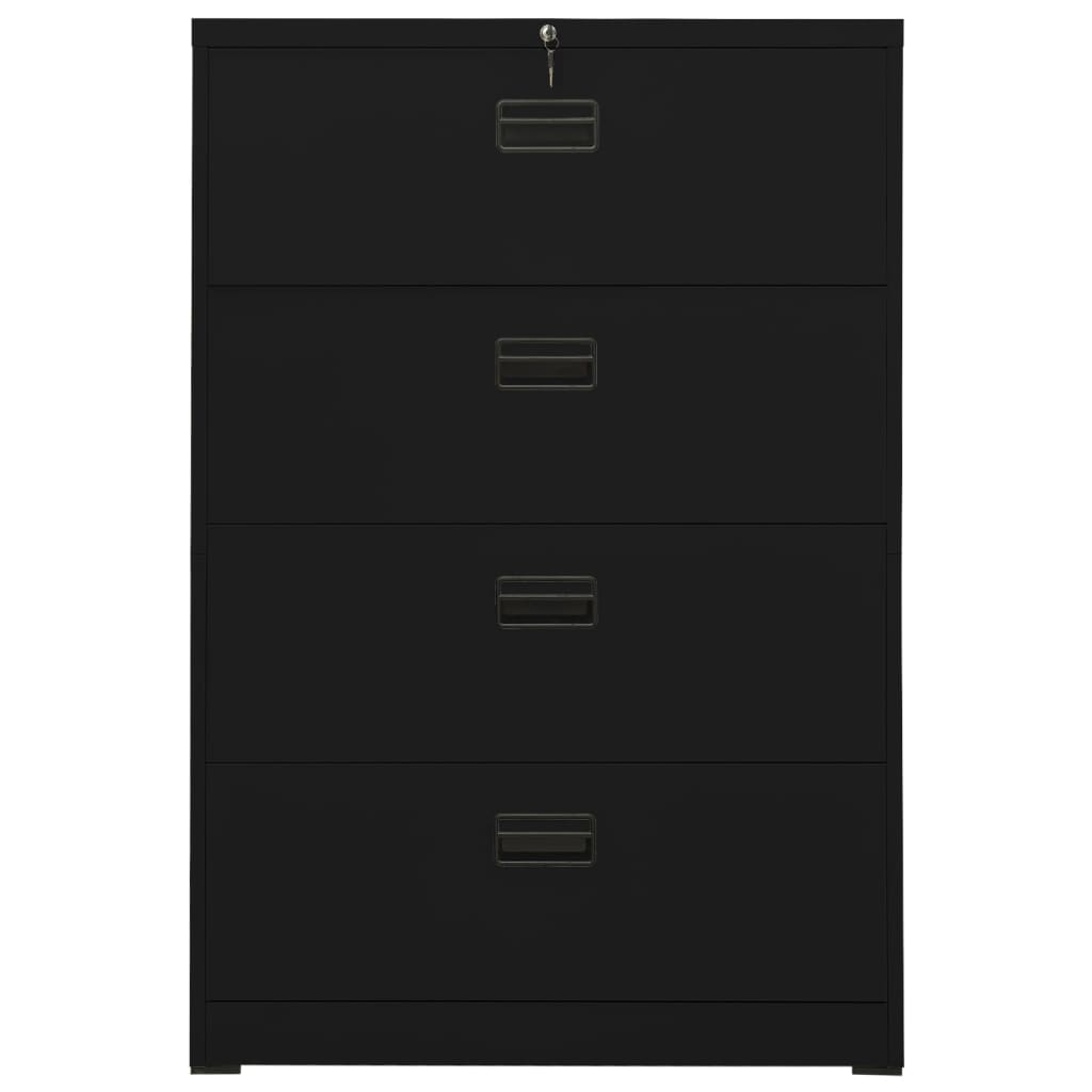 Filing Cabinet Black 90X46X134 Cm Steel