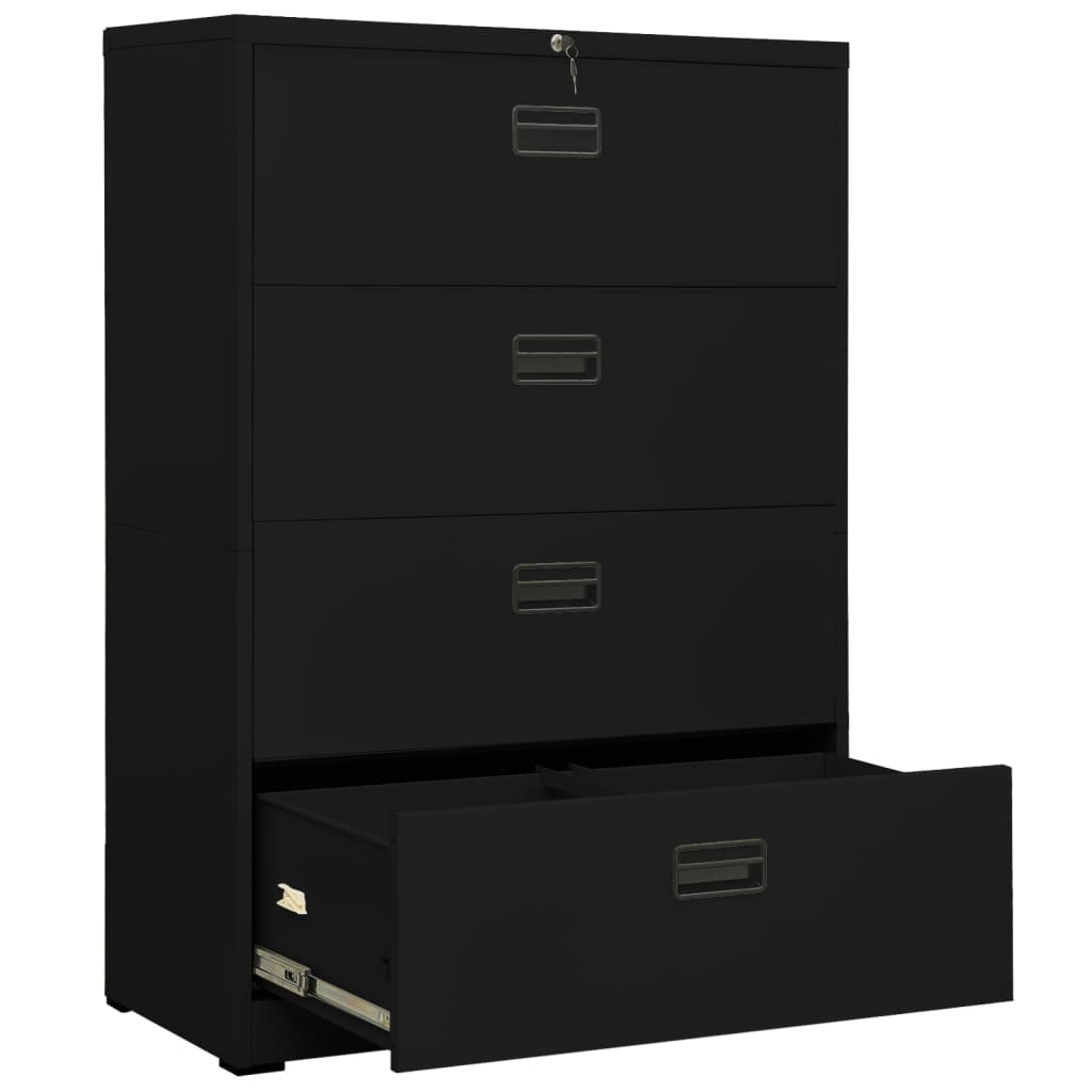 Filing Cabinet Black 90X46X134 Cm Steel