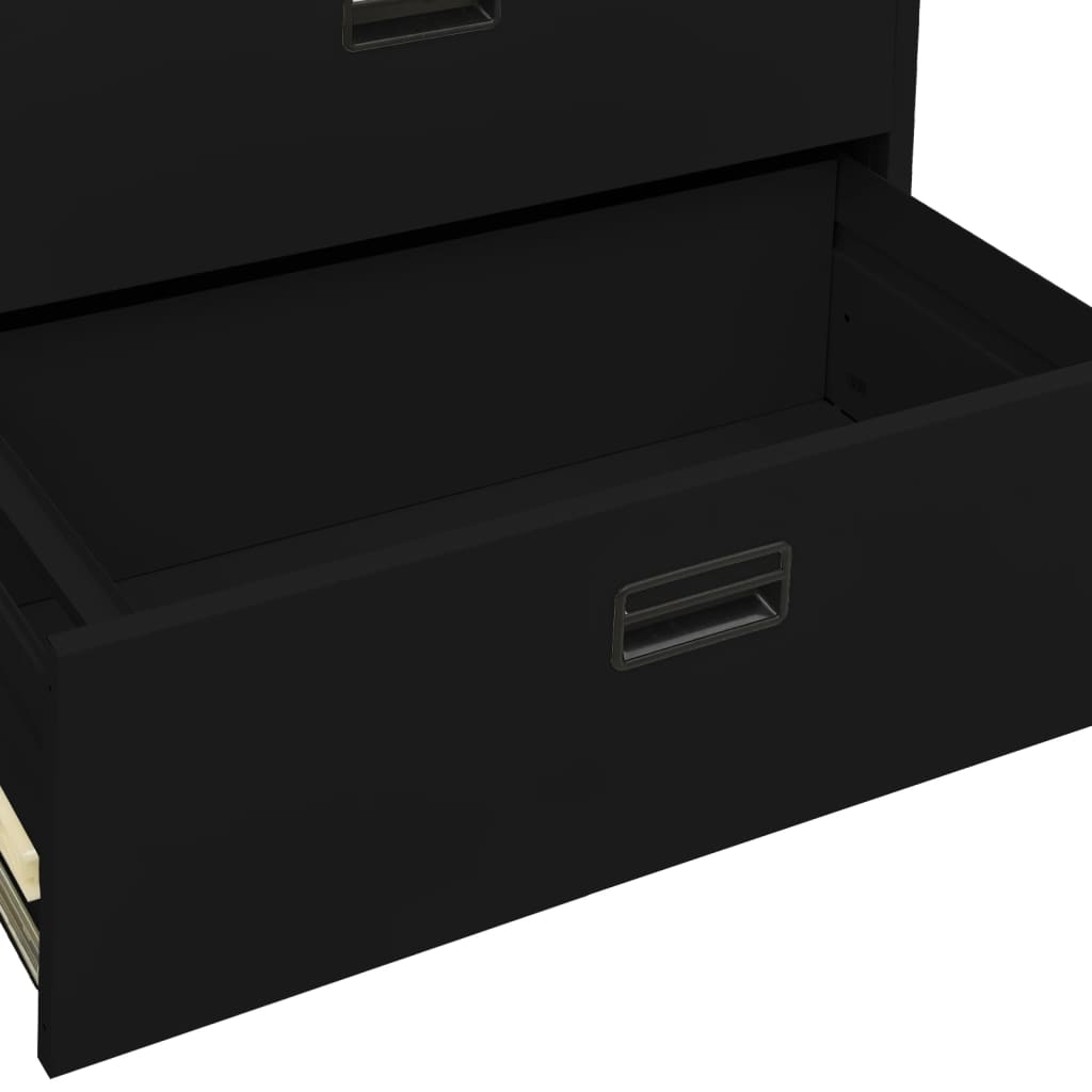 Filing Cabinet Black 90X46X134 Cm Steel