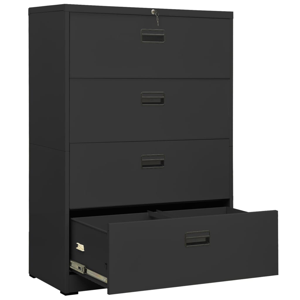 Filing Cabinet Anthracite 90X46X134 Cm Steel