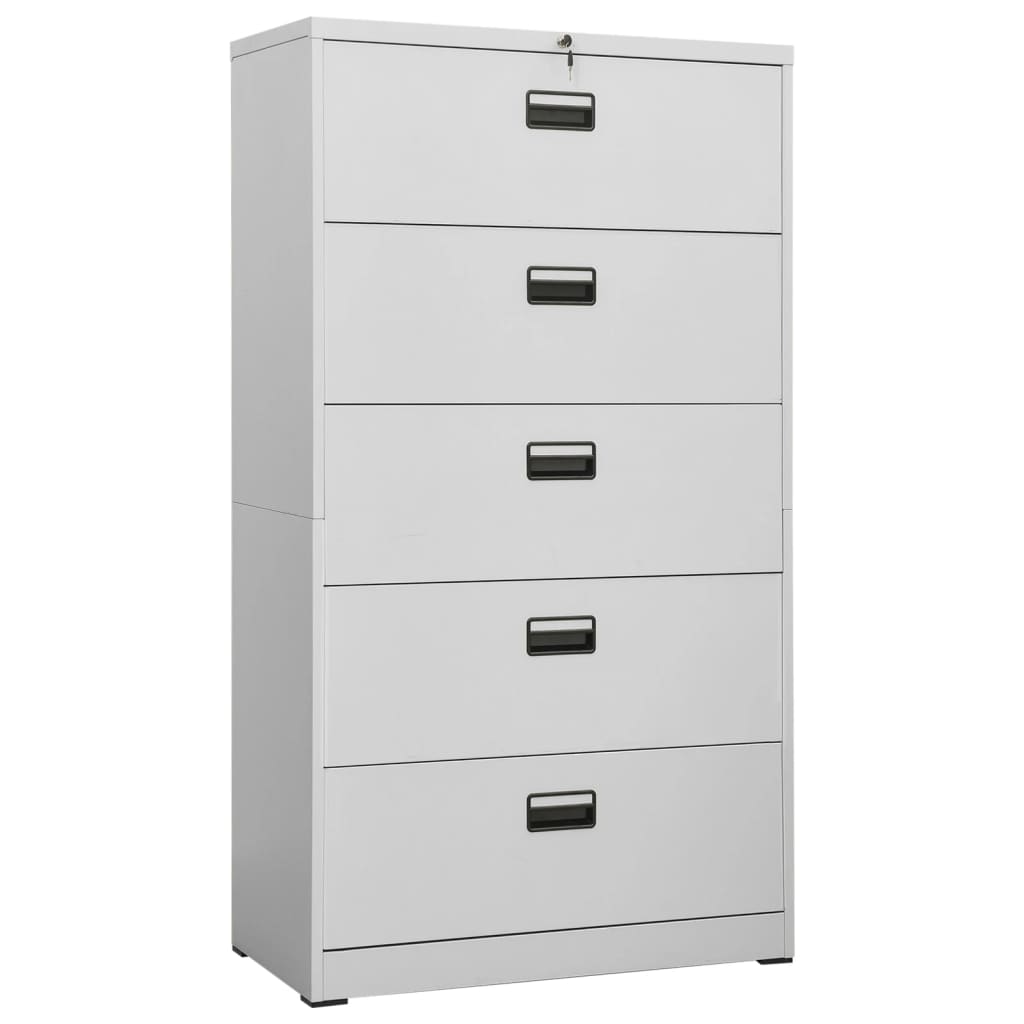 Filing Cabinet Light Grey 90X46X164 Cm Steel