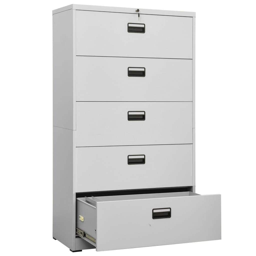 Filing Cabinet Light Grey 90X46X164 Cm Steel