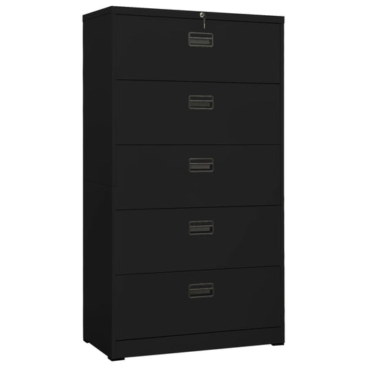 Filing Cabinet Black 90X46X164 Cm Steel