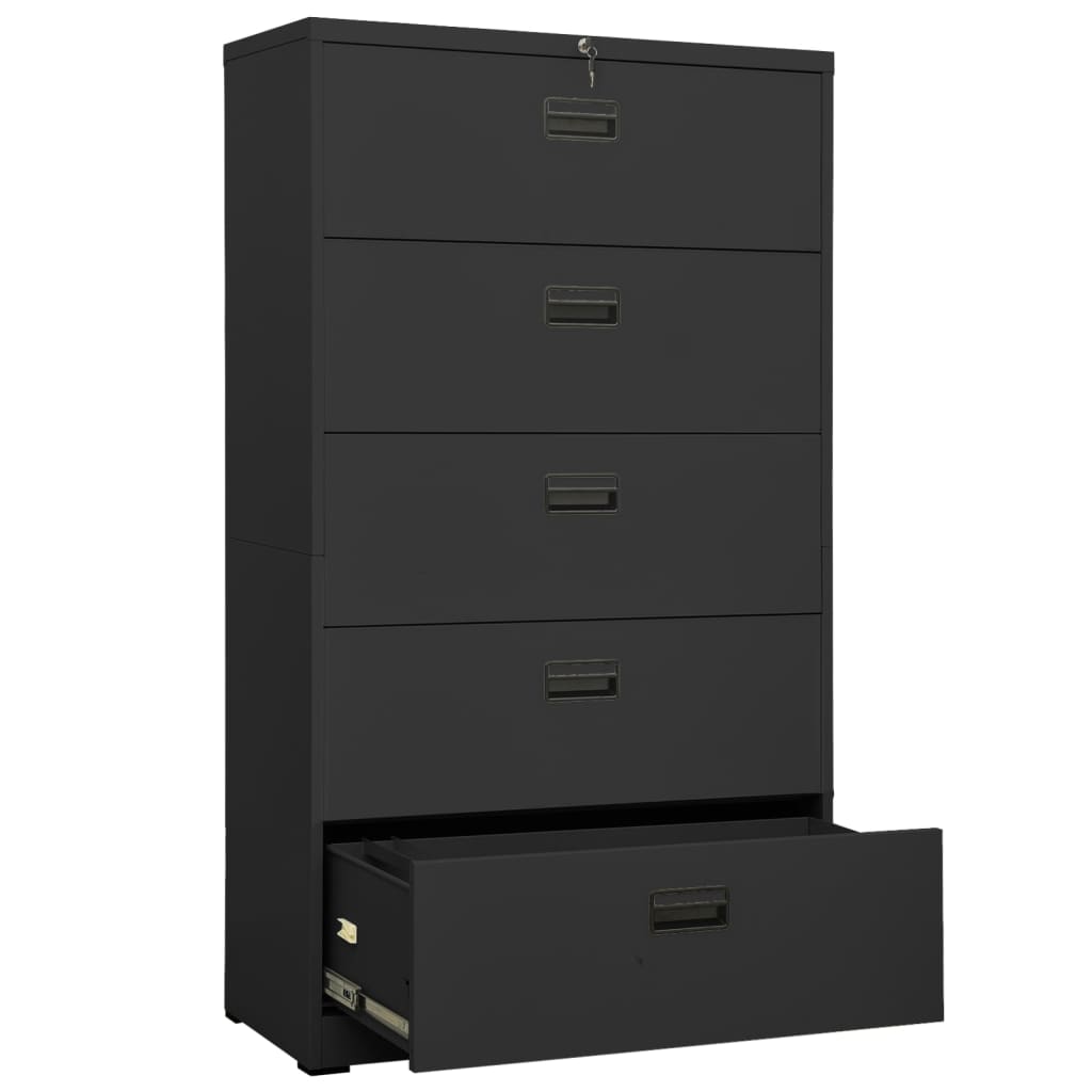 Filing Cabinet Anthracite 90X46X164 Cm Steel