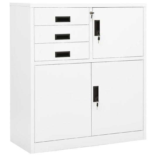 Office Cabinet White 90X40X102 Cm Steel