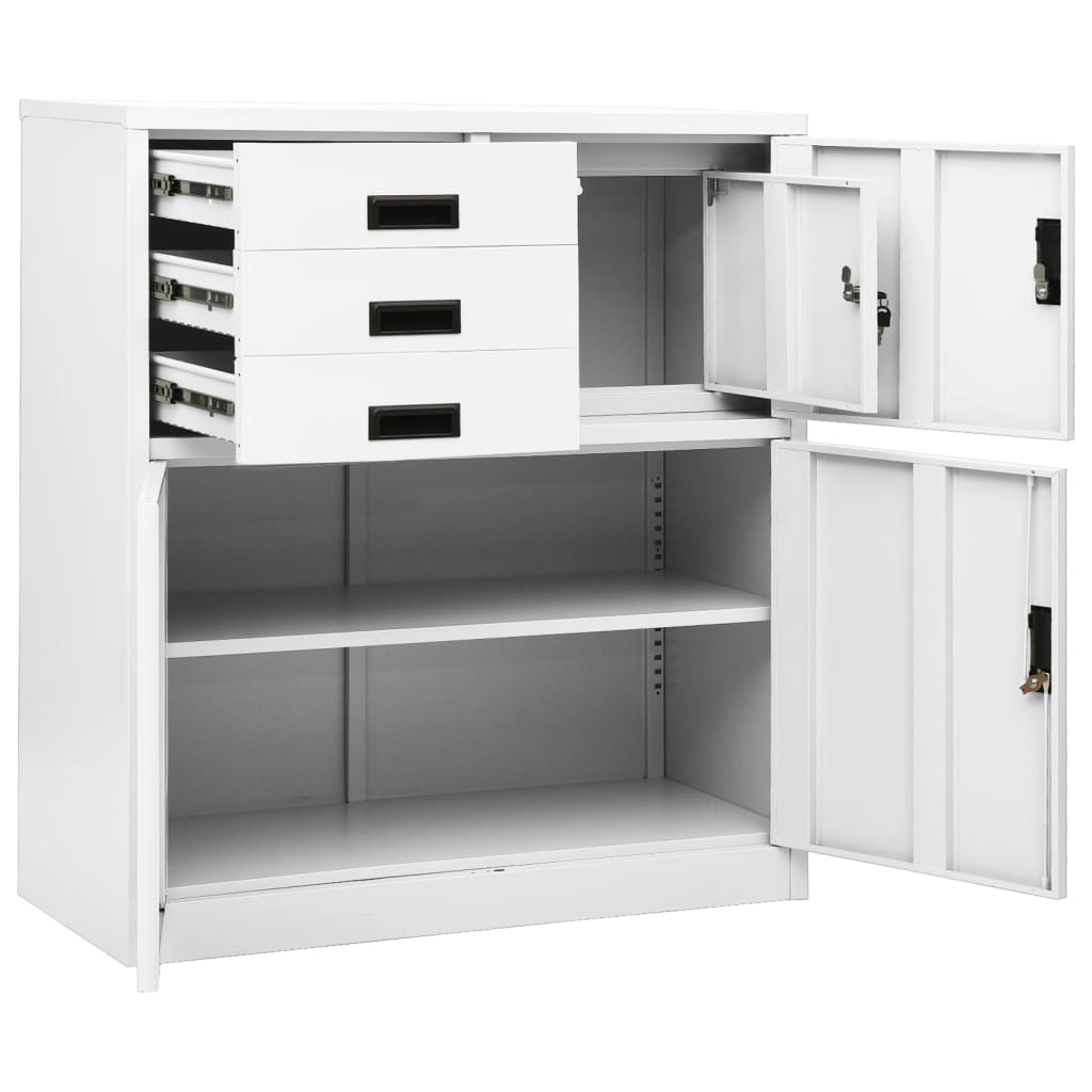 Office Cabinet White 90X40X102 Cm Steel