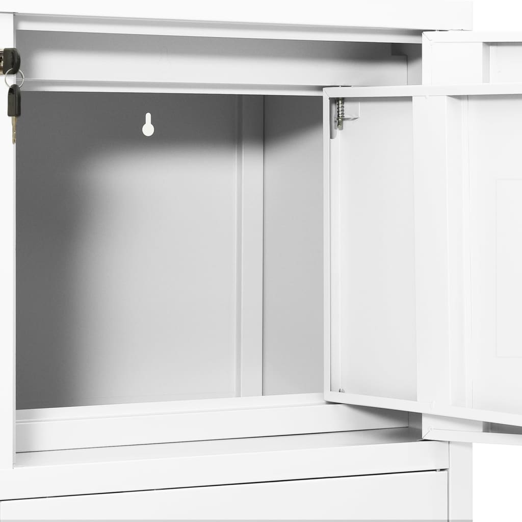 Office Cabinet White 90X40X102 Cm Steel