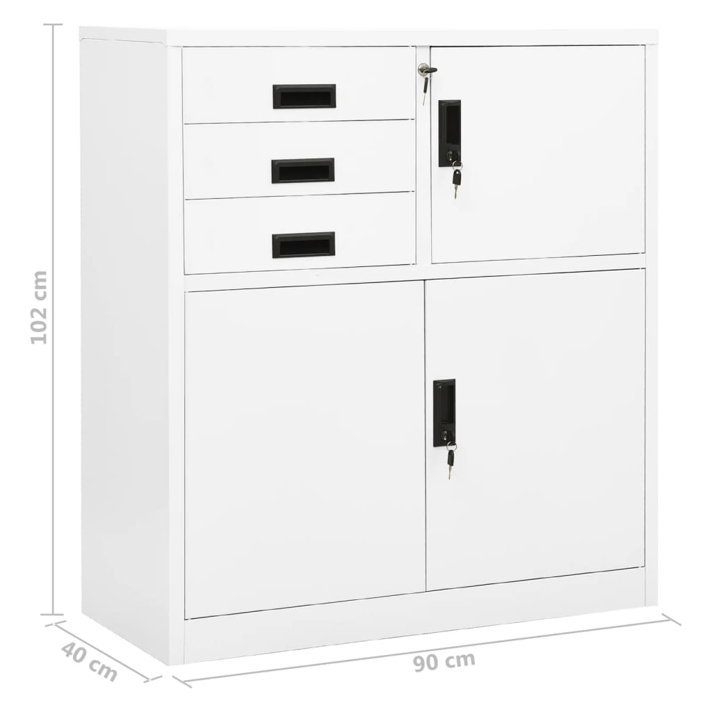 Office Cabinet White 90X40X102 Cm Steel